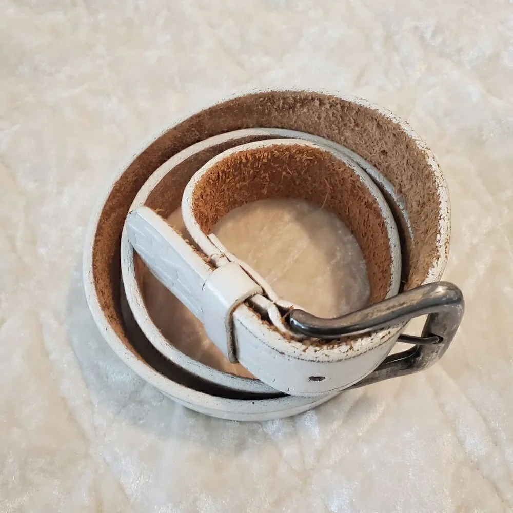 MILOR Women's Leather Belt Size‎ ML White  Aztec Print
